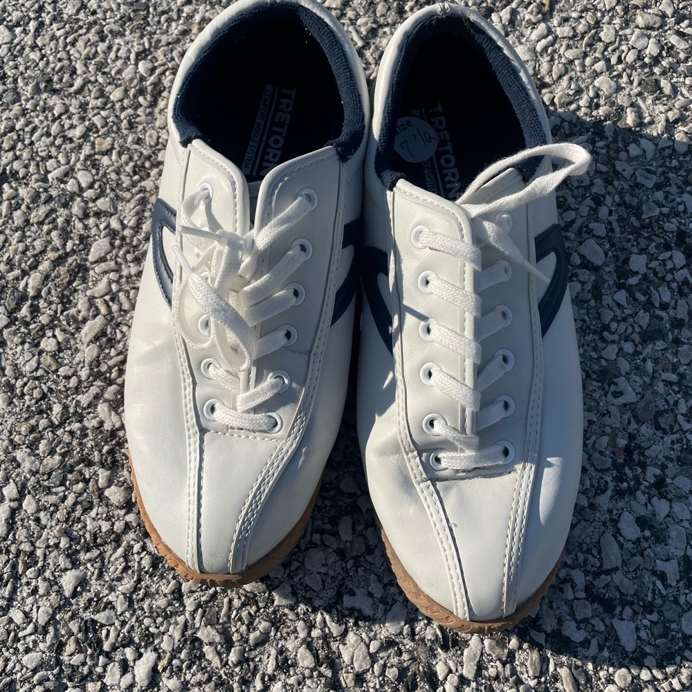 Tretorn Women's Nylite Canvas Original Sneakers Sz 7.5 White/Navy Anthropologie - Picture 3 of 7